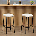 Glamour Home Ayana Boucle Fabric Backless Counter Stools, Beige/Black, Set Of 2 Stools 1 thumbnail image