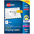 Avery® TrueBlock® Shipping Labels With Sure Feed® Technology, 5168, Rectangle, 3-1/2" x 5", White, Pack Of 400