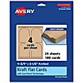 Avery® Print-To-The-Edge Flat Cards With Sure Feed® Technology, 4-3/4"x3-1/2" Arched, Kraft Brown, Pack Of 100 1 thumbnail image
