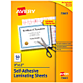 Avery® Permanent Self-Adhesive Laminating Sheets, 9" x 12", Clear, Pack Of 50 1 thumbnail image