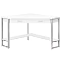 Monarch Specialties Jordan 42"W Corner Computer Desk, White/Silver 1 thumbnail image