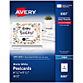Avery® Inkjet Postcards, 4 1/4" x 5 1/2", Matte White, Box of 200