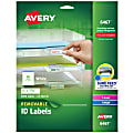 Avery® Removable ID Labels With Sure Feed® Technology, 6467, Rectangle, 1/2" x 1-3/4", White, Pack Of 2,000