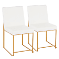 LumiSource Fuji High Back Dining Chairs, White/Gold, Set Of 2 Chairs