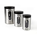 Mind Reader 3-Piece Canister Set, 1 - 2 Quart, Black/Silver 1 thumbnail image