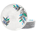 Gibson Home Tropical Sway Vineyard 12-Piece Melamine Dinner Plate Set, 11”, Blue 1 thumbnail image