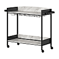 South Shore City Life Bar Cart With Wine Glass Rack, 33-1/2” x 41”, Black/Faux Carrara Marble 1 thumbnail image