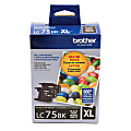 Brother® LC75 High-Yield Black Ink Cartridges, Pack Of 2, LC75BK