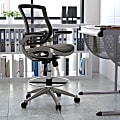 Flash Furniture Mid-Back Transparent Mesh Drafting Chair with Flip-Up Arms, Black/Graphite Silver