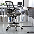 Flash Furniture Mid-Back Transparent Mesh Drafting Chair with Flip-Up Arms, Black/Graphite Silver 1 thumbnail image
