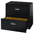 Lorell® 30"W Lateral 2-Drawer Letter-Size File Cabinet, Metal, Black