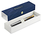 Waterman Impression Stainless Steel Fountain Pen Gold-Coated Trim, Medium Nib, Blue Ink 1 thumbnail image