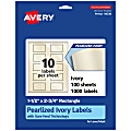 Avery® Pearlized Permanent Labels With Sure Feed®, 94230-PIP100, Rectangle, 1-1/2" x 2-3/4", Ivory, Pack Of 1,000 Labels