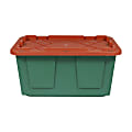 GreenMade® Professional Storage Tote With Handles/Snap Lid, 14-3/4”H x 20-1/4”W x 30-1/10”L, 27-Gallon, Green/Red 1 thumbnail image