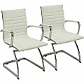 Lorell® Modern Bonded Leather Mid-Back Guest Chair, White, Set Of 2 1 thumbnail image