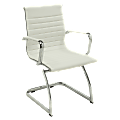 Lorell® Modern Bonded Leather Mid-Back Guest Chair, White, Set Of 2
