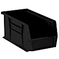 Partners Brand Plastic Stack & Hang Bin Boxes, Small Size, 10 7/8" x 5 1/2" x 5", Black, Pack Of 12