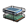 Mind Reader 2-Tier Metal Stackable Paper Tray, 7-1/2"H x 10-1/2"W x 13-1/4"D, Black 1 thumbnail image