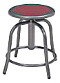 National Public Seating® 18” - 24” Height Adjustable Swivel Stool, Burgundy Steel Seat, Grey Frame, Set Of 2