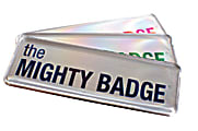 The Mighty Badge™ Reusable Name Badge System, 1" x 3", Inkjet Printer Compatible, Silver, Pack Of 10