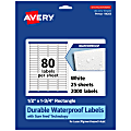 Avery® Waterproof Permanent Labels With Sure Feed®, 94203-WMF25, Rectangle, 1/2" x 1-3/4", White, Pack Of 2,000