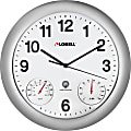 Lorell Analog Temperature/Humidity Wall Clock - Analog - White Main Dial - Silver/Plastic Case 1 thumbnail image
