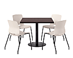 KFI Studios Proof Cafe Pedestal Table With Imme Chairs, Square, 29”H x 36”W x 36”W, Cafelle Top/Black Base/Moonbeam Chairs