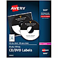 Avery® CD Labels, AVE5697, Removable Adhesive, Circle, Laser, White, 2 Per Sheet, Pack Of 250 1 thumbnail image