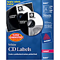 Avery® CD Labels, AVE5697, Removable Adhesive, Circle, Laser, White, 2 Per Sheet, Pack Of 250