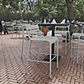 Flash Furniture Nash Commercial-Grade Metal Indoor/Outdoor Bar-Height Stool With Back And 2 Slats, Silver