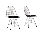 Baxton Studio Set of Two Avery Mid-Century Modern Wire Chair with Black Cushion 1 thumbnail image