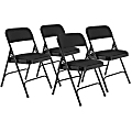 National Public Seating 2200 Series Fabric Upholstered Folding Chairs, Midnight Black, Set Of 4 Chairs