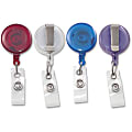 Advantus Retractable ID Card Reel, Assorted Translucent Colors, Pack of 4