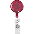 Advantus Translucent Retractable ID Card Reel with Snaps - Nylon, Metal - 12 / Pack - Translucent Red 1 thumbnail image