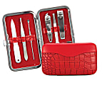 Brownlow 6-Piece Faux Leather Manicure Set, Red