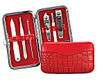 Brownlow 6-Piece Faux Leather Manicure Set, Red 1 thumbnail image