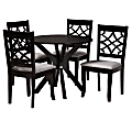 Baxton Studio Elena Dining Set, 29-15/16”H x 35-7/16”W x 35-7/16”D, Gray/Dark Brown