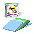 Post-it Paper Super Sticky Notes, 420 Total Notes, Pack Of 6 Pads, 4" x 4", 100% Recycled, Oasis, 70 Sheets Per Pad