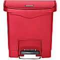 Rubbermaid Commercial 4G Slim Jim Front Step Container - Step-on Opening - 4 gal Capacity - Rectangular - Manual - Durable, Foot Pedal, Easy to Clean, Hinged, Fire-Safe, Chemical Resistant - 15.7" Height x 9.1" Width - Plastic, Resin - Red - 1 Each