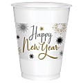 Amscan Happy New Year Plastic Cups, 16 Oz, White, Pack Of 50 Cups