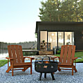 Flash Furniture 3-Piece Charlestown Adirondack Chair Set, Teak 1 thumbnail image