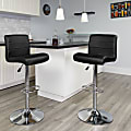 Flash Furniture Contemporary Vinyl Adjustable Height Barstool with Rolled Seat and Chrome Base, Black 1 thumbnail image
