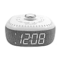 Sharp White Noise Machine Alarm Clock with Bluetooth Speaker, 2-3/8”H x 5-1/8”W x 5-1/8”D, White