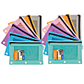 BAZIC Products 3-Ring Pencil Pouches with Mesh Windows, 9-13/16” x 7”, Retro Pastel, Pack Of 12 Pouches