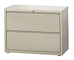 WorkPro® 36"W Lateral 2-Drawer File Cabinet, Metal, Putty
