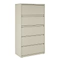 WorkPro® 36"W x 18-5/8"D Lateral 5-Drawer File Cabinet, Putty