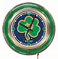 Holland Bar Stool Logo Clock, 15"H x 15"W x 3"D, Notre Dame Shamrock