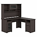 Bush Furniture Cabot 60"W L-Shaped Desk With Hutch, Heather Gray, Standard Delivery