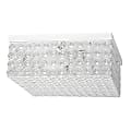 Elegant Designs Elipse Crystal 2-Light Square Flush Mount Ceiling Fixture, 12"W, White