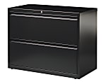 WorkPro® 42"W Lateral 2-Drawer File Cabinet, Metal, Black